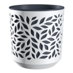 Кашпо для цветов пластиковое 1,25л d-16,2см «Leaves» Белый/Антрацит