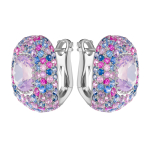 Серьги с Лавандовым Кварцем и Цветными Сапфирами, E0040-4/55