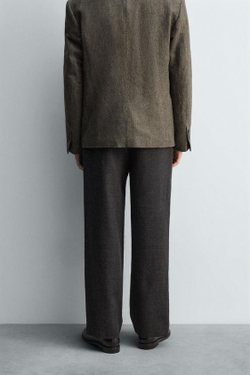 ZARA БРЮКИ ИЗ 100% ШЕРСТИ С ЗАЩИПАМИ — LIMITED EDITION, АНТРАЦИТОВО-СЕРЫЙ