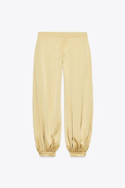 ZARA АТЛАСНЫЕ БРЮКИ-БАГГИ — ZW COLLECTION, ЗОЛОТИСТЫЙ