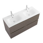 Тумба с раковиной подвесная BelBagno UNO-1200-4C-SO-СO Бежевый матовый, раковина белая BB-8099-120-2 с 2-я чашами