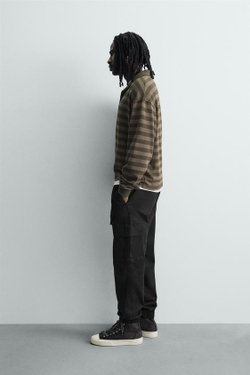 ZARA БРЮКИ КАРГО SLIM FIT, ЧЕРНЫЙ