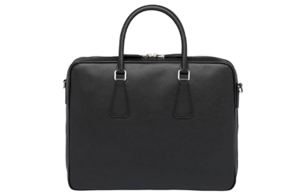 PRADA Saffiano Leather Briefcase, Handbag Men"s Black