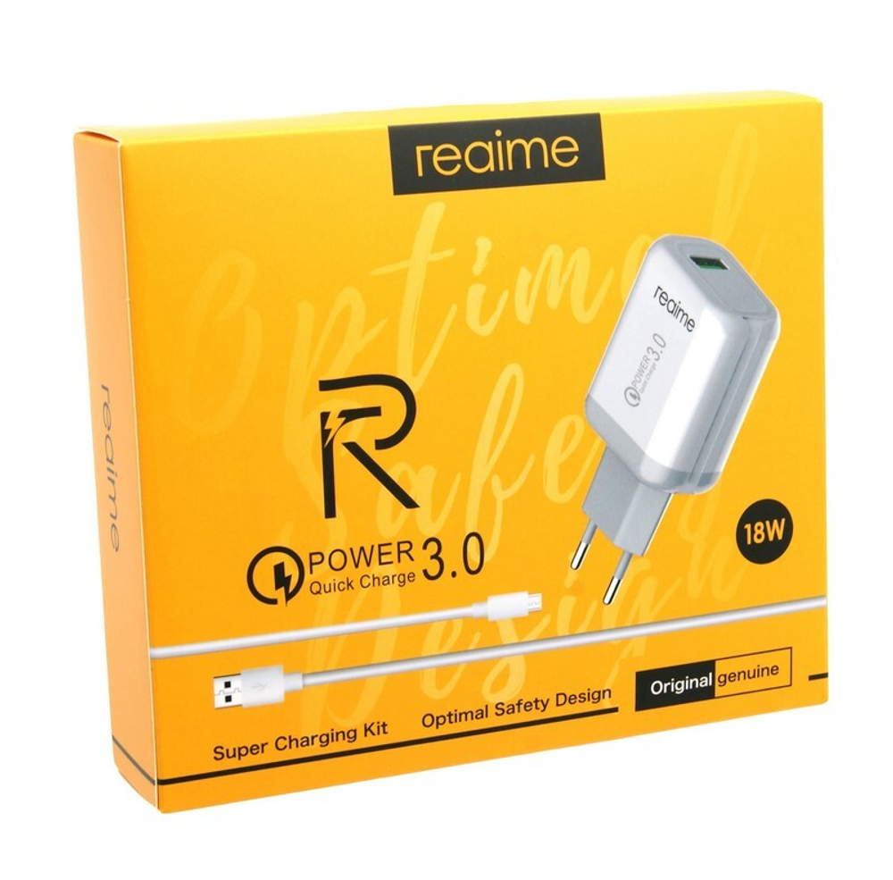 Сетевой адаптер питания REALME R202 1USB 18W + кабель Micro QC 3.0 (белый)