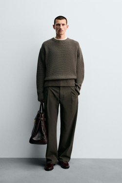 ZARA СВИТЕР СВОБОДНОГО КРОЯ, КОРИЧНЕВЫЙ МЕЛАНЖ