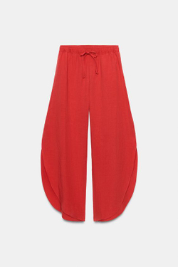 ZARA БРЮКИ С РАЗРЕЗАМИ — ZW COLLECTION, КРАСНЫЙ