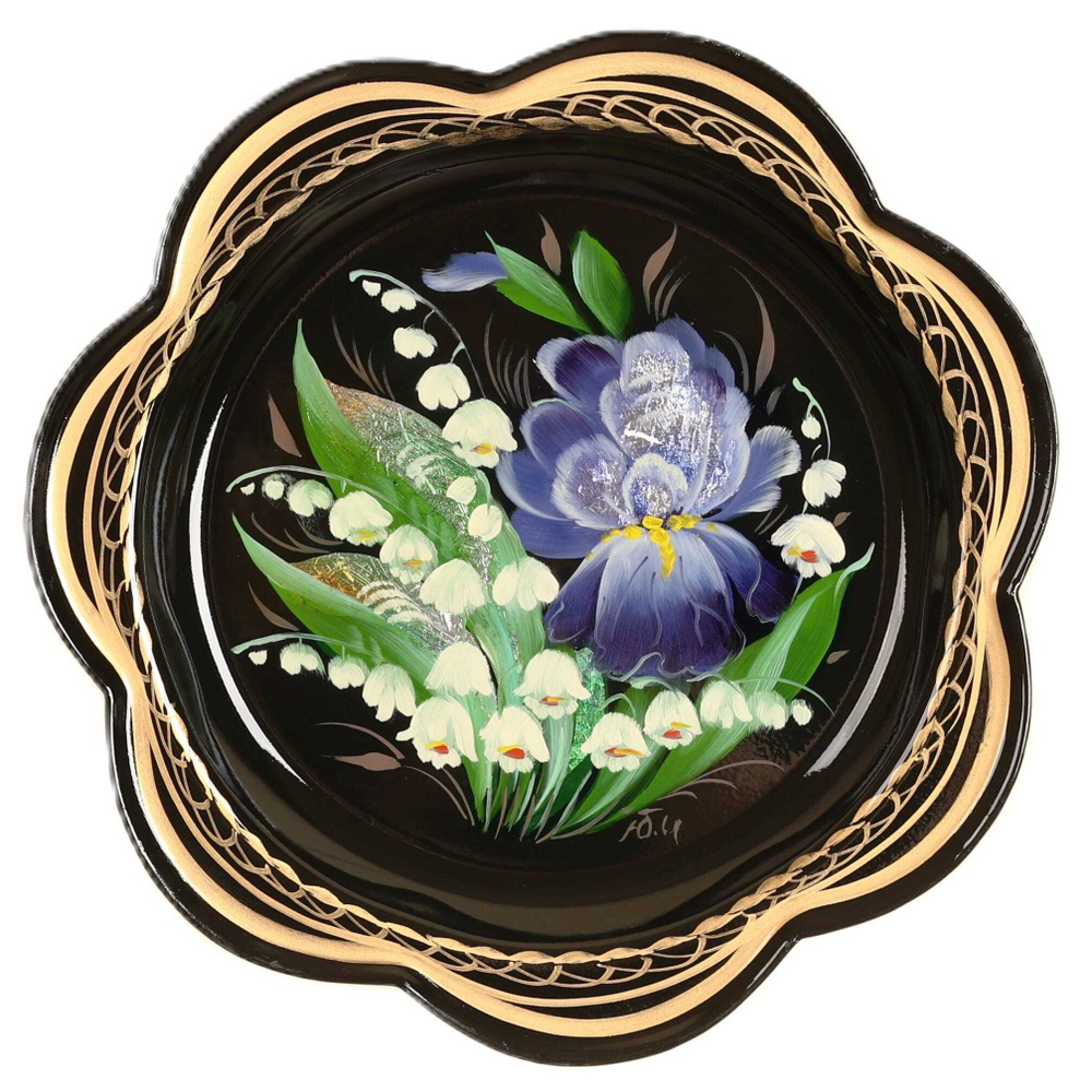 Жостовский поднос декоративный, размер 18 см (A1), металлический