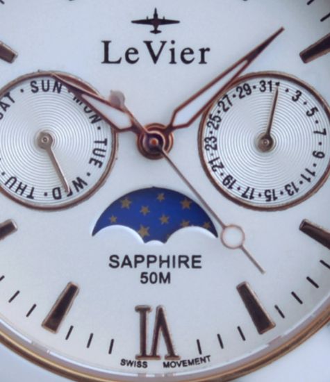 LeVier L 7517 M Wh/Gold Мужские французские наручные часы крупный план