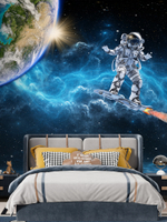 3D фотообои для мальчика космонавт и планета