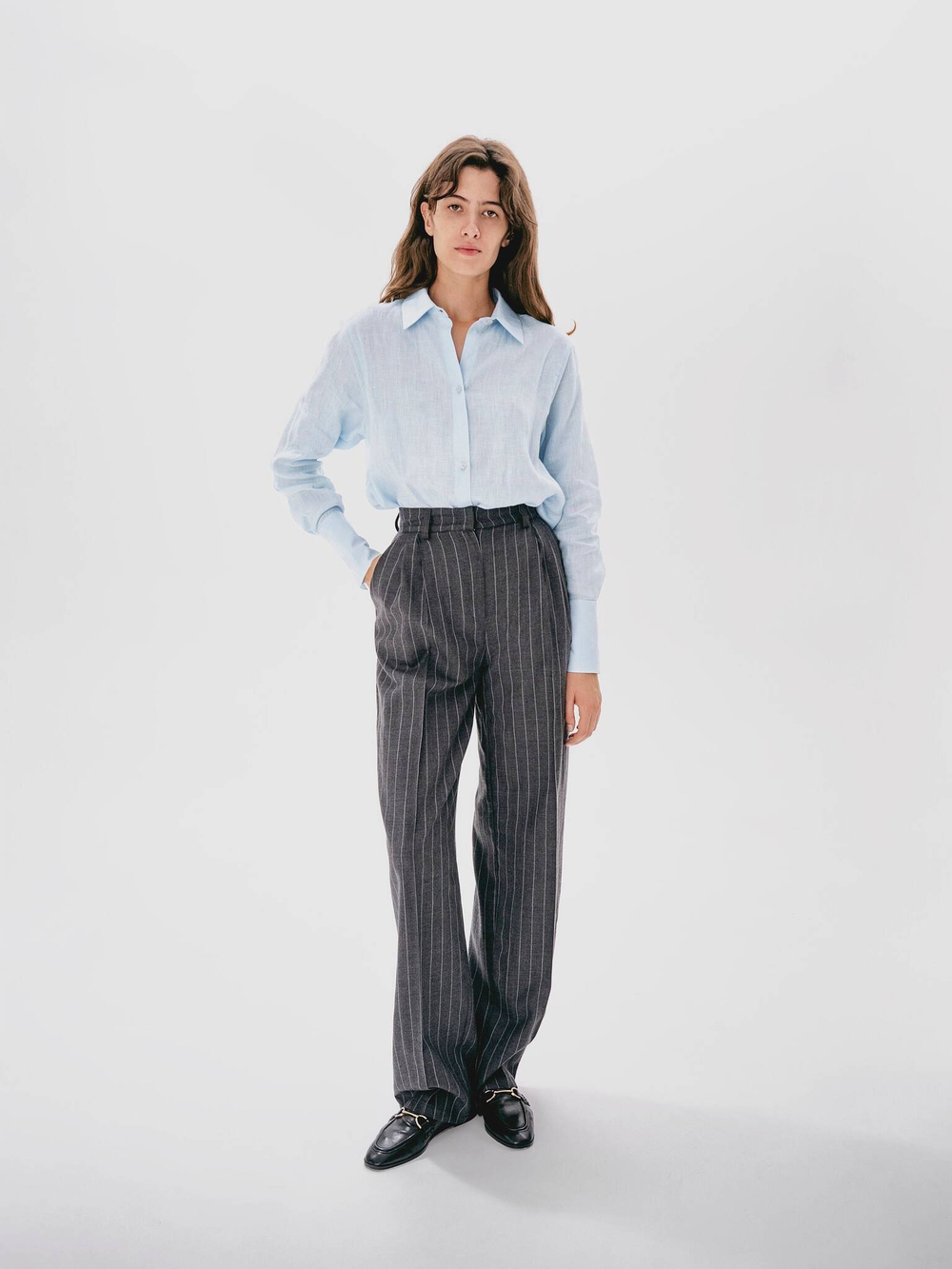 Pressed-crease wool trousers