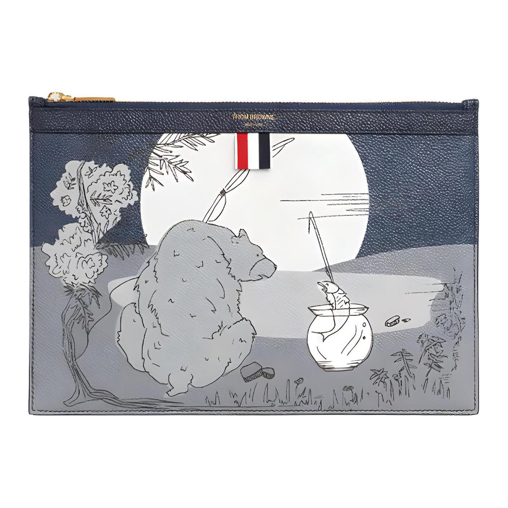 THOM BROWNE· Flat Calfskin Laptop Bag Small Men"s Marine Blue