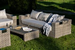 "Тито" лаунж-зона из искусственного ротанга, цвет серый