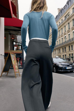 ZARA БРЮКИ С ШИРОКИМ ДВОЙНЫМ ПОЯСОМ, АНТРАЦИТОВО-СЕРЫЙ