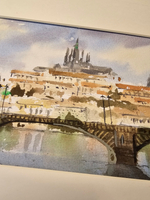 Картина авторская акварельная в раме 20х50 см на стену для интерьера "Вышеград"