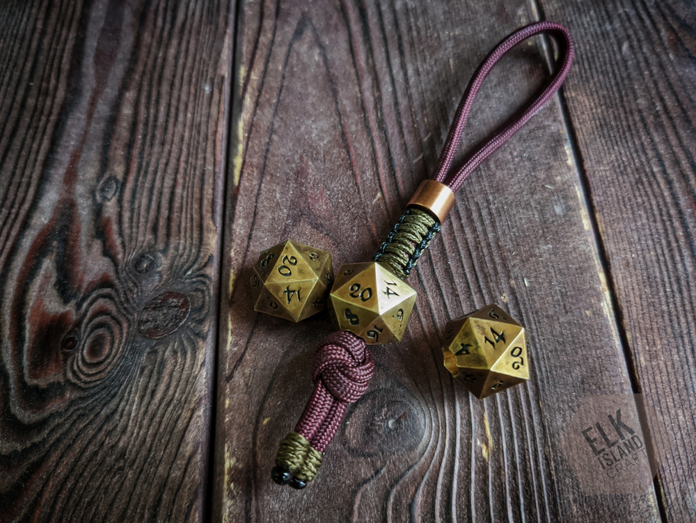 Темляк-брелок с латунной бусиной D20