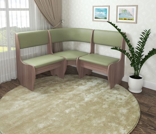 Скамья угловая мягкая compatto "Оливьер" (Ясень Шимо темный/Кожзам Marvel Pistachio (AT)) -G