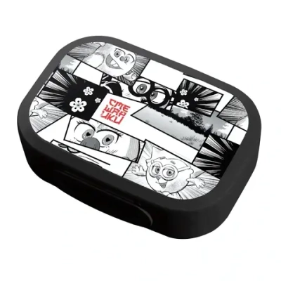 Ланч-бокс пластиковый с декором 18*13*5см 0,98л (черный)