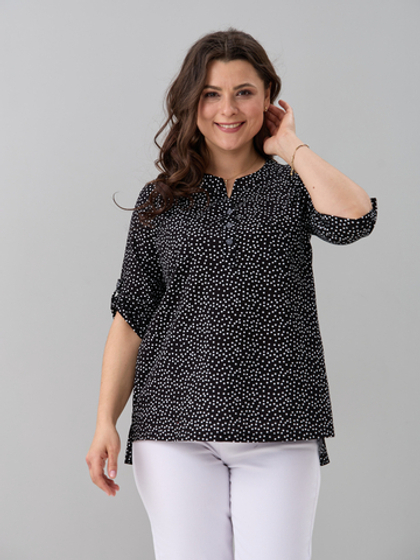 Блузка БЛ-131/черный-горох