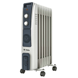 Обогреватель масляный D12F-7 "DELTA", 1500 Вт, 7 секций, с вентилятором, светло-серый