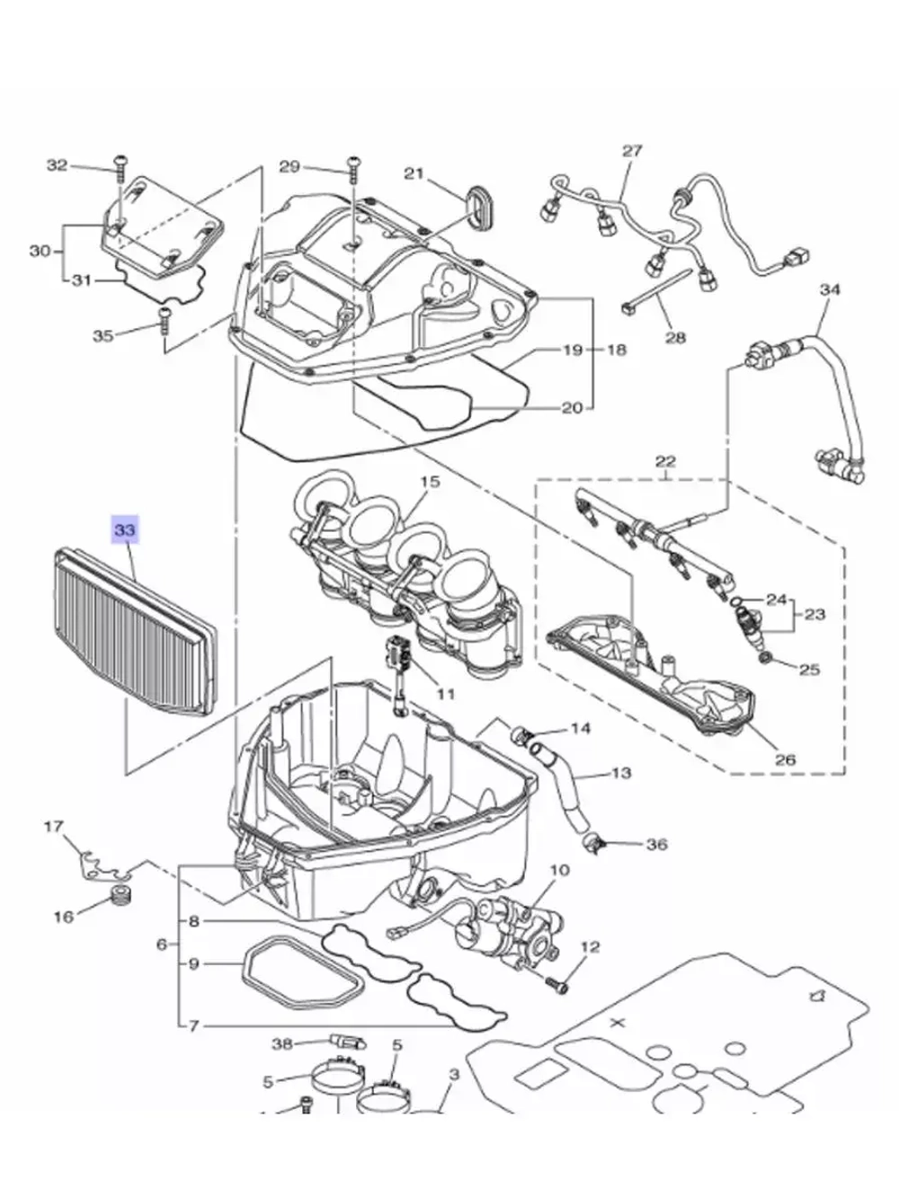 Фильтр воздушный для мотоцикла Yamaha 14B144510000