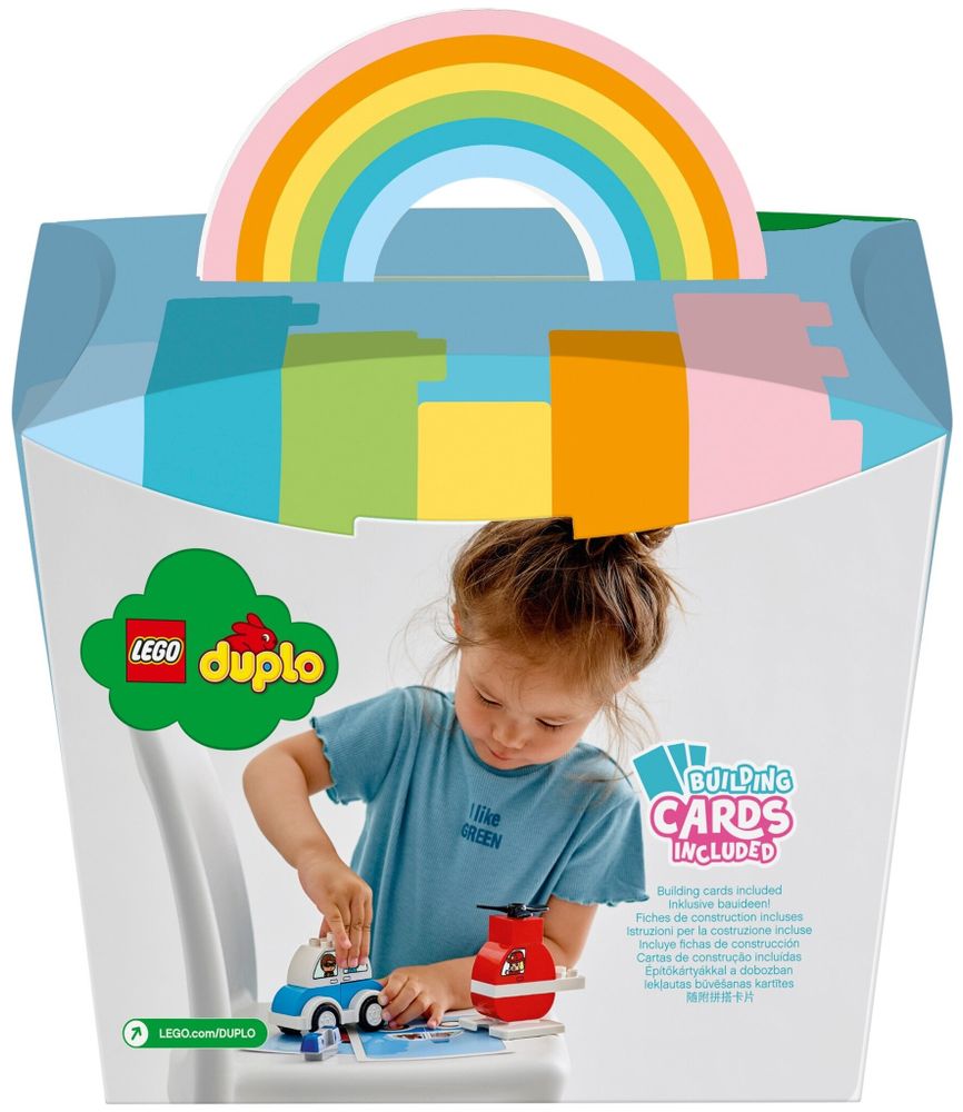 Конструктор LEGO DUPLO Creative Play 10957 Мой первый пожарный вертолет и полицейский автомобиль