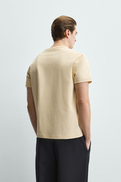 ZARA ФУТБОЛКА MEDIUM WEIGHT БАЗОВАЯ, КРЕМОВЫЙ