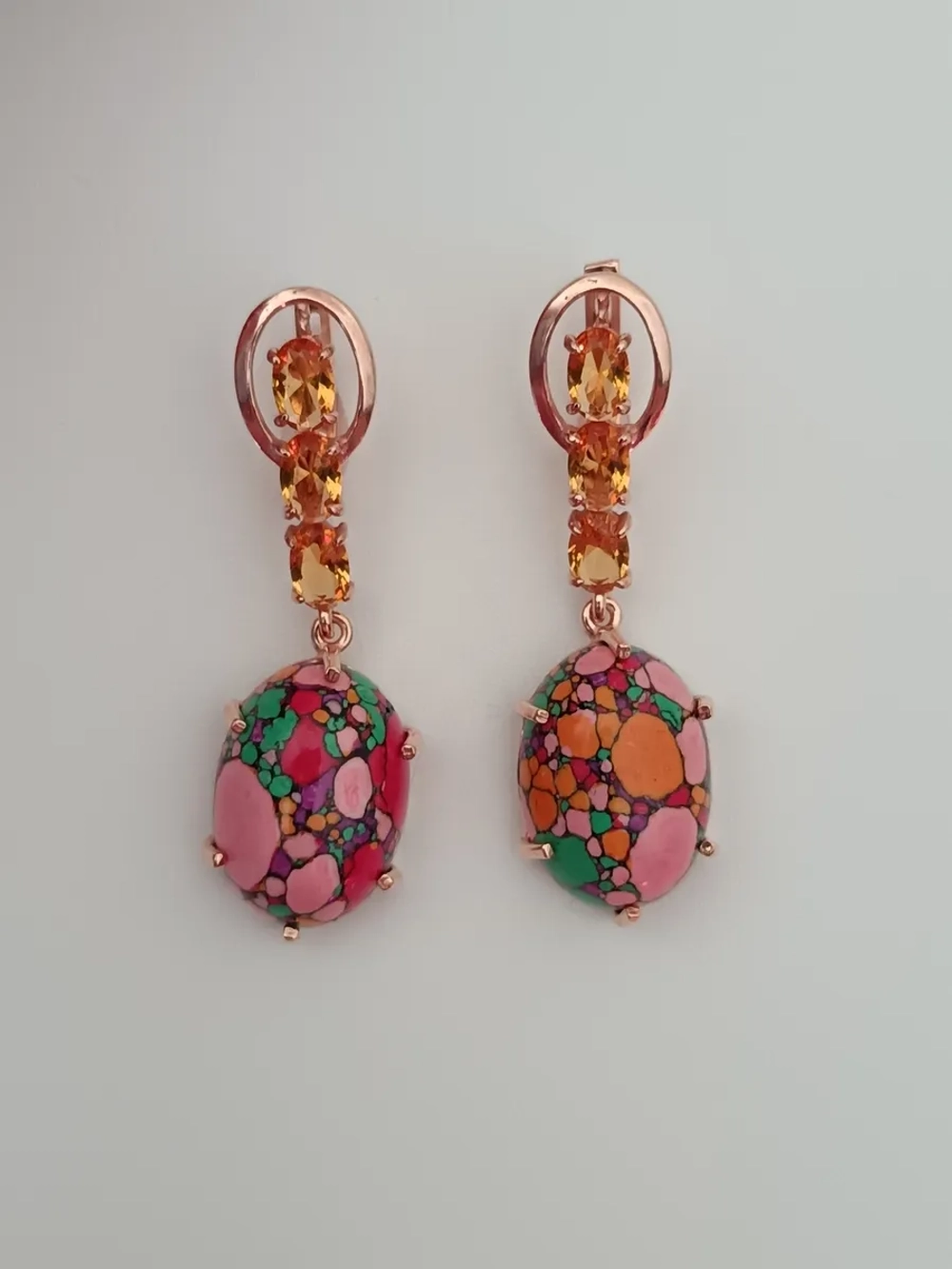 Серьги бижутерные с ониксом "арлекин"