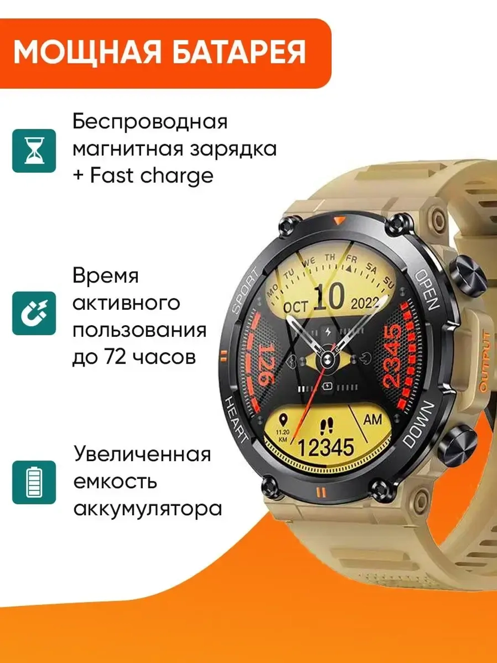 Cмарт часы круглые умные smart watch
