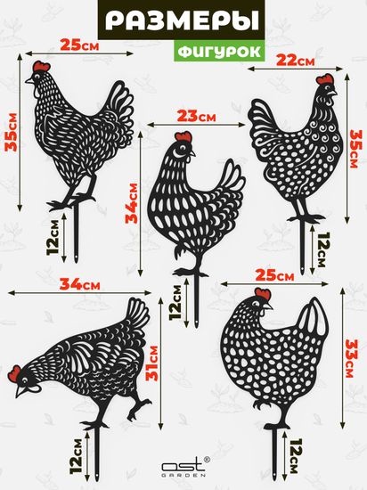 Набор садовых фигурок "Куры"