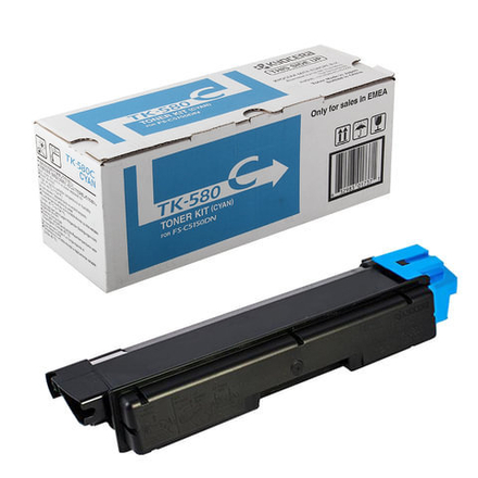 Тонер-картридж KYOCERA (TK-580C) FS-C5150DN/P6021CDN, голубой, оригинальный, ресурс 2800 стр.