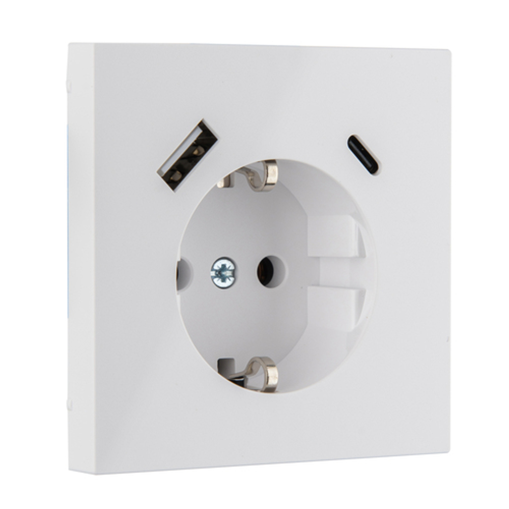 Розетка с USB, 16А 250В с зарядным (A+C) 3,4А LIREGUS MODERN IUK-3-01.M/WM белый матированный