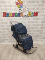 Санки-коляски Galaxy Snow kids 3-3С джинс темно-синий