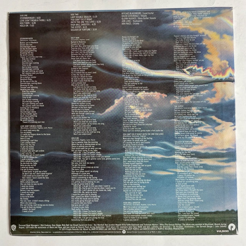 Винтажная виниловая пластинка LP Deep Purple Stormbringer (Japan 1976) (No Obi) Soldier Of Fortune