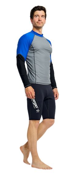 Футболка рашгард лонгслив Sargan Агидель UPF 50+ мужская серо-синяя роял-черный