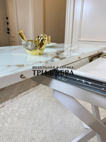 Кухонный раздвижной стол "Танго", белый мрамор