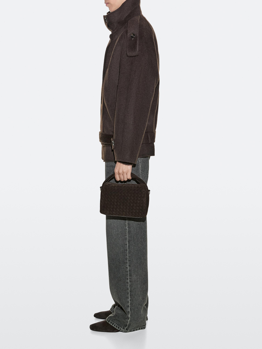 Massimo Dutti Небольшая плетеная сумка из натуральной кожи, коричневый