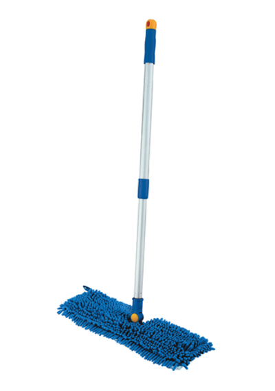 Швабра двусторонняя 40 см, телескопический черенок 130 см (алюминий), резьба 1,6 см, микрофибра, LAIMA, 601465