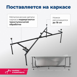 Акриловая ванна Aquanet (Акванет) Grenada 180x90 с каркасом