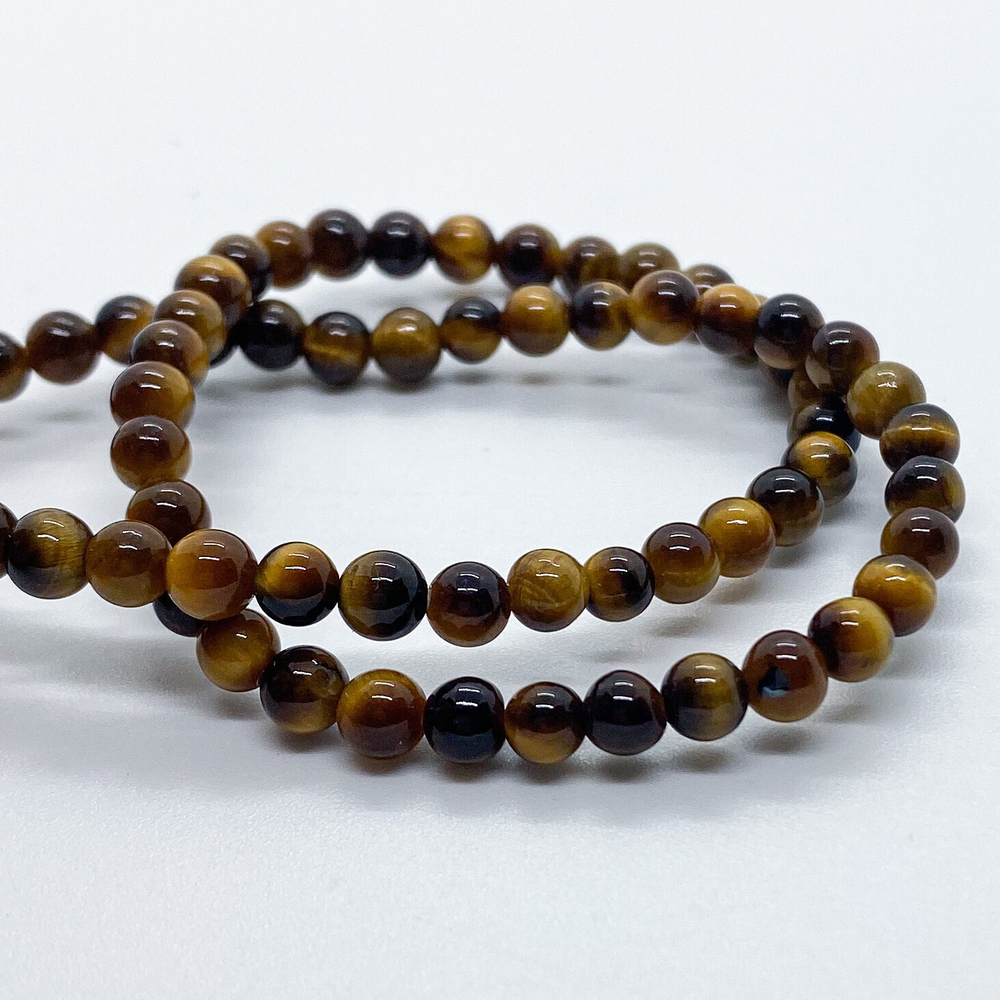 Тигровый глаз бусины, диаметр 3,9-4,2 мм, цена за нить 38 см