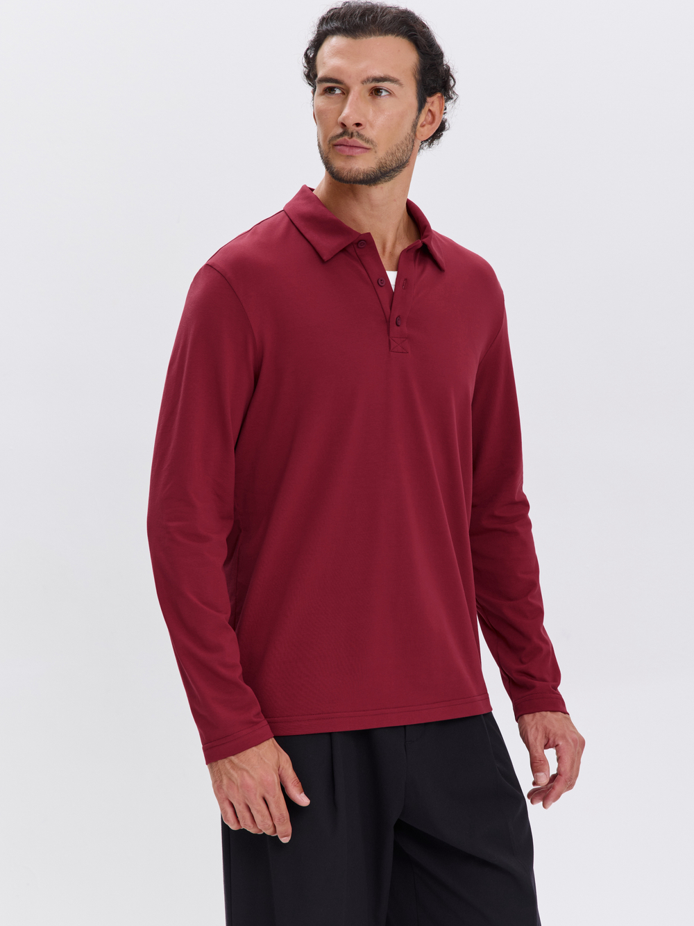 Повседневный базовый лонгслив поло