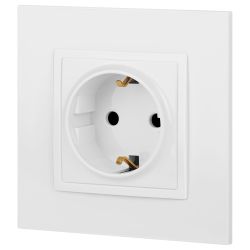 Розетка ЭРА Elegance 14-2102-01 с заземлением 2P+E Schuko со шторками 16A-250В IP20 белый | Эра Elegance
