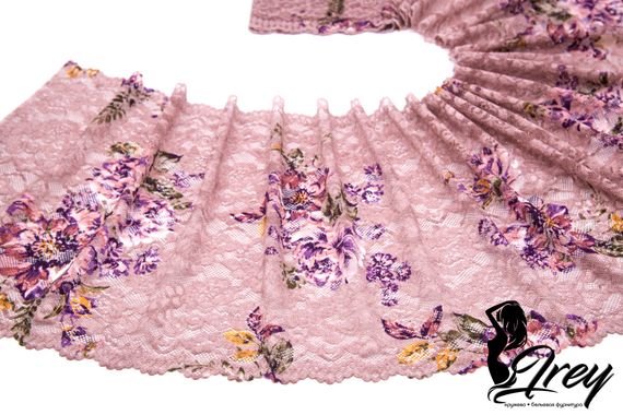 03-225 Кружево эластичное 28 см, Renaissance, лотос/кофейная роза