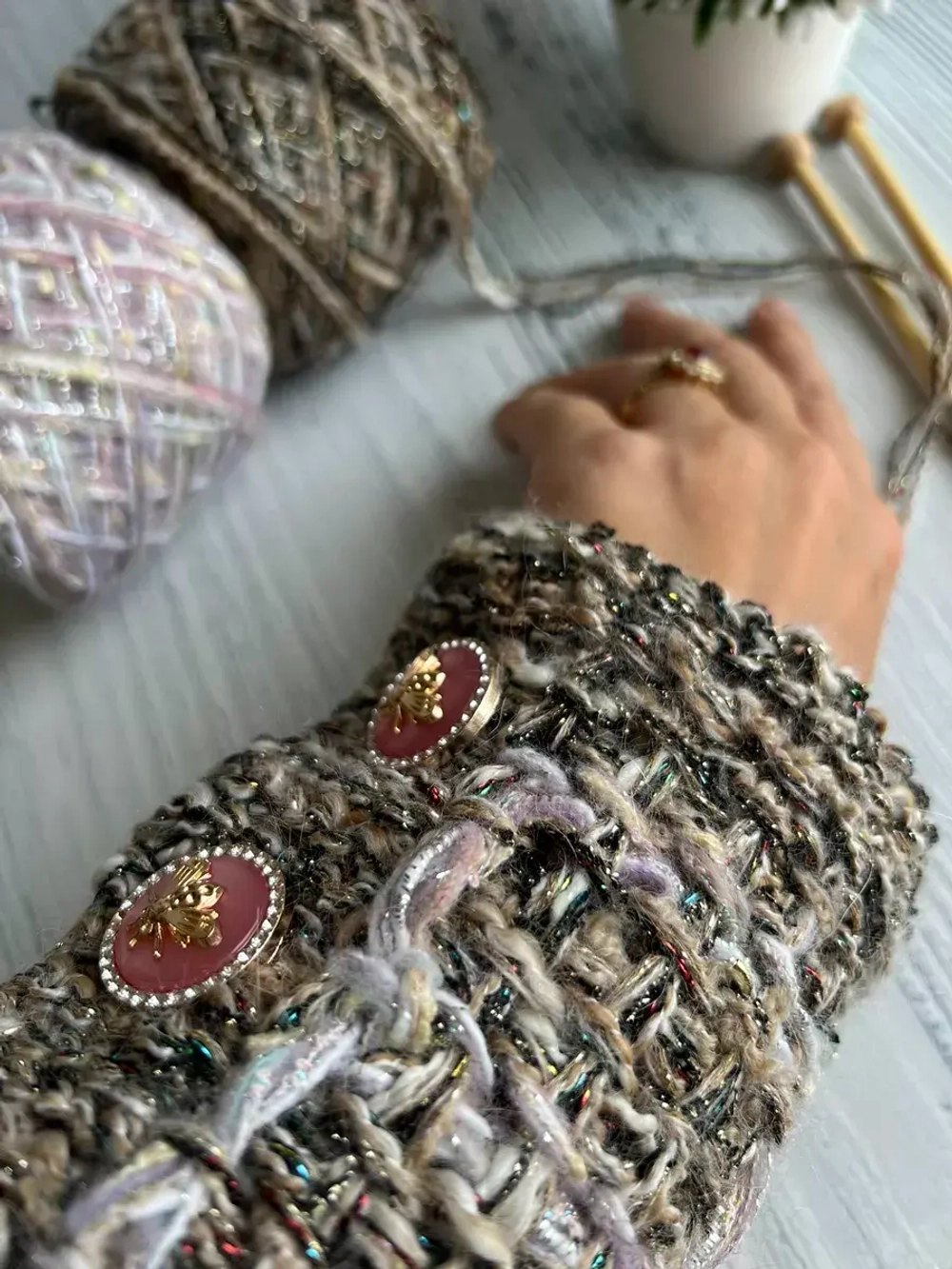 Декоративные металлические пуговицы Жуки-Пчела