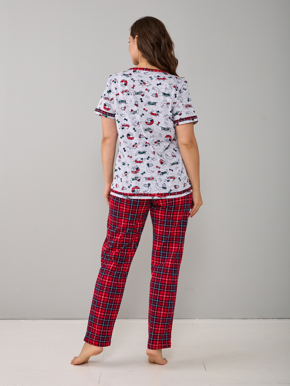 Пижама с брюками КБ-161/собачки-краснклетка
