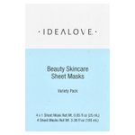 Idealove, Beauty & Skincare, набор разных масок для красоты и ухода за кожей, 4 тканевые маски по 25 мл (0,85 жидк. унции)