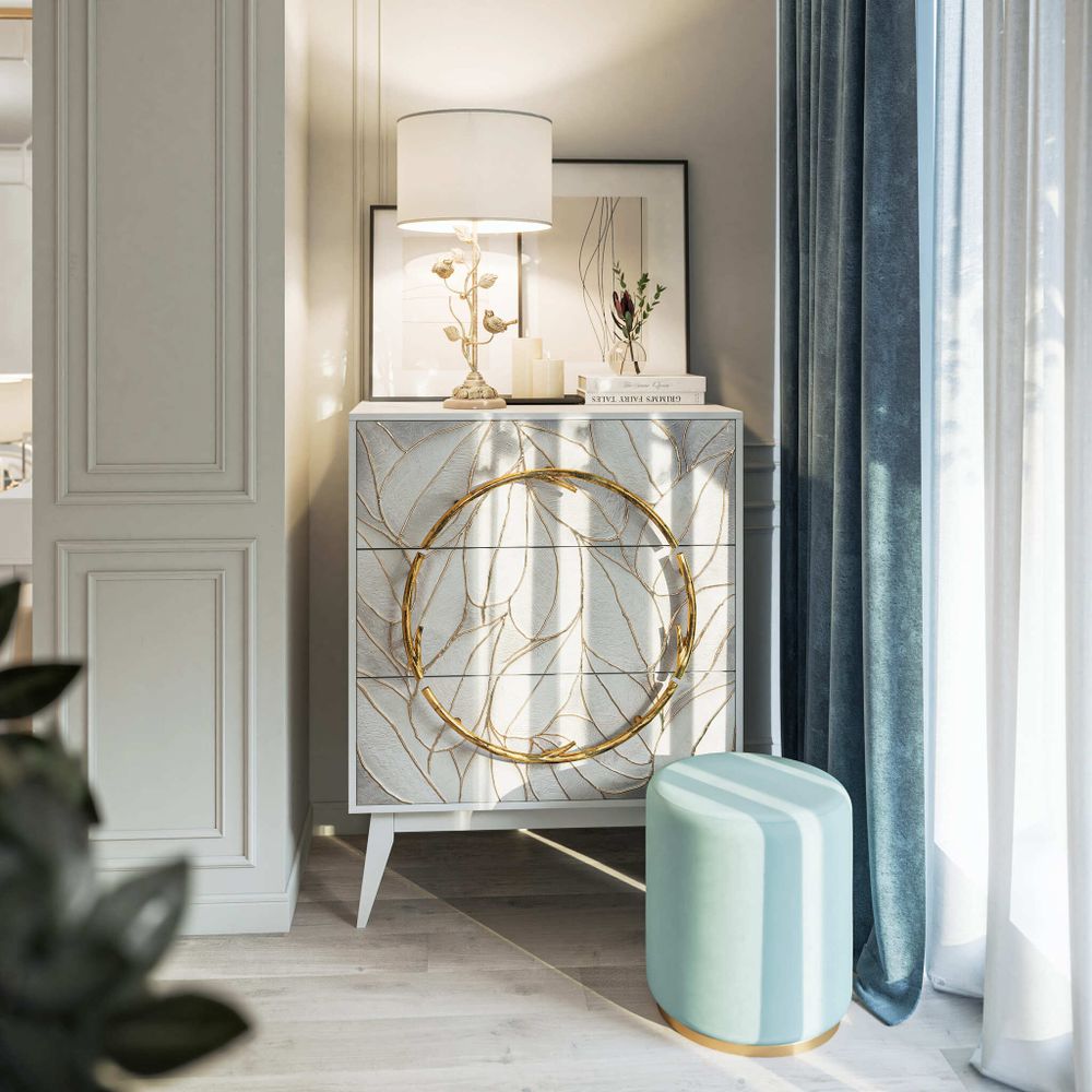 Комод Арт Сканди с 3 ящиками Айс Амбер