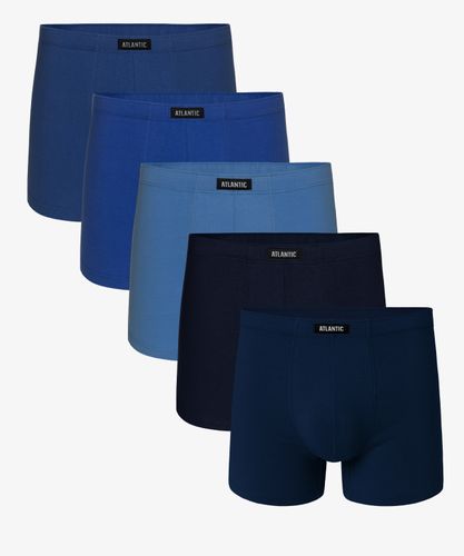 Мужские трусы шорты Atlantic, набор из 5 шт., хлопок, темно-фиолетовые + голубые + темно-синие + темно-голубые, 5SMH-002