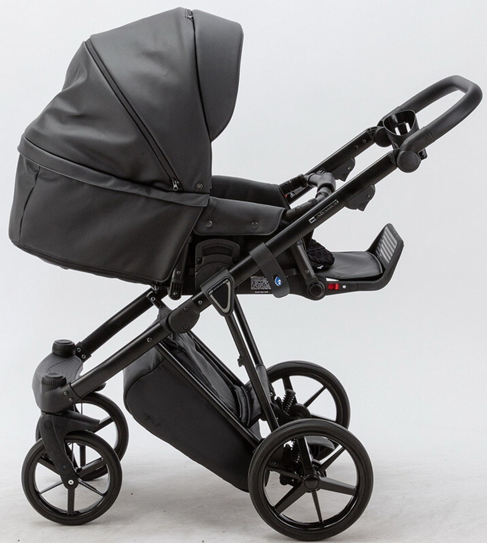Детская коляска Adamex Porto Deluxe 2 в 1 PO-SA02 (ЧЁРН.КОЖА)