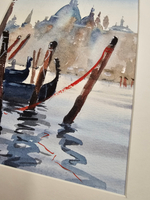 Картина авторская акварельная в паспарту 21х30 см на стену для интерьера "Венецианская романтика"