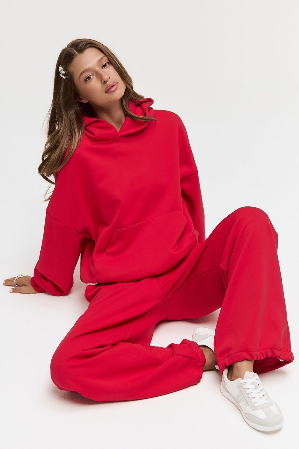 Худи свободного кроя красного цвета